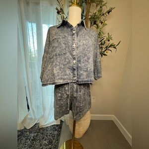 NWOT Acid Wash Short Set